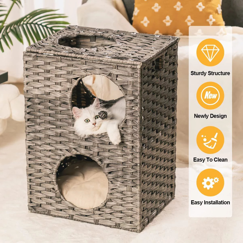 Wicker Cat Bed with Cushion L112