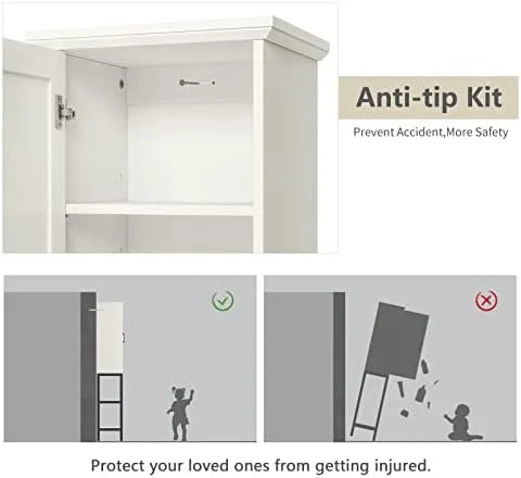 Linen Cabinet with Basket and 5 Shelves D464489