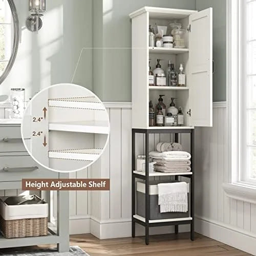 Linen Cabinet with Basket and 5 Shelves D464489