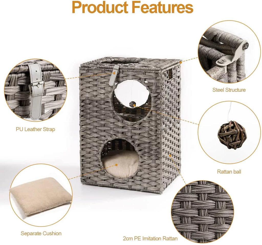 Wicker Cat Bed with Cushion L112