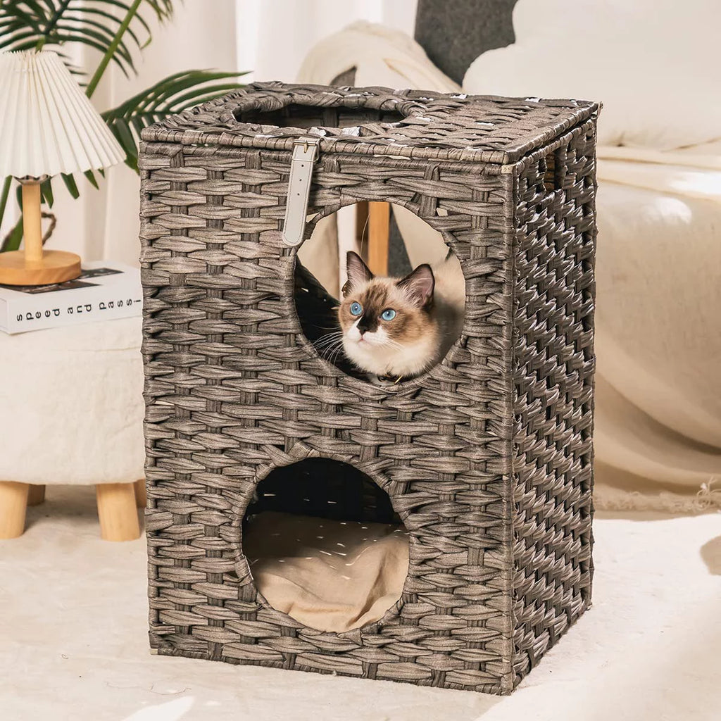 Wicker Cat Bed with Cushion L112